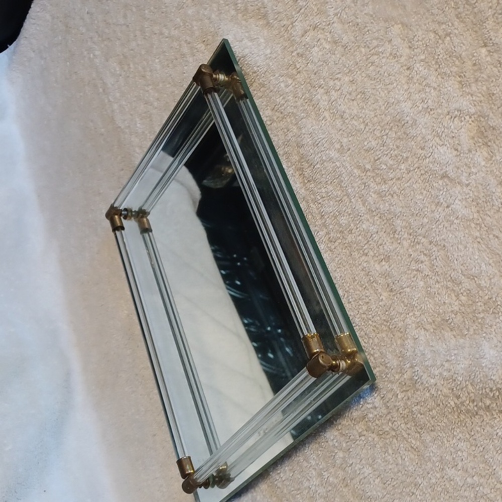 Vanity tray mirrored glass tray dresser tray